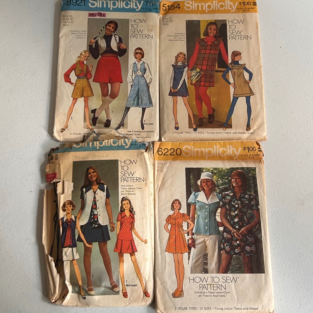 Simplicity Sewing Patterns 1970s How To Sew Multi Retro Mod Boho Vintage